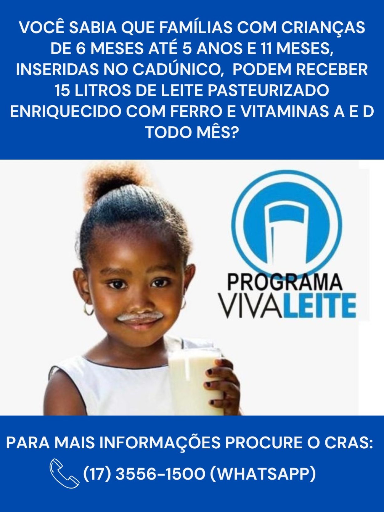 Há vagas disponíveis no Programa Viva Leite 