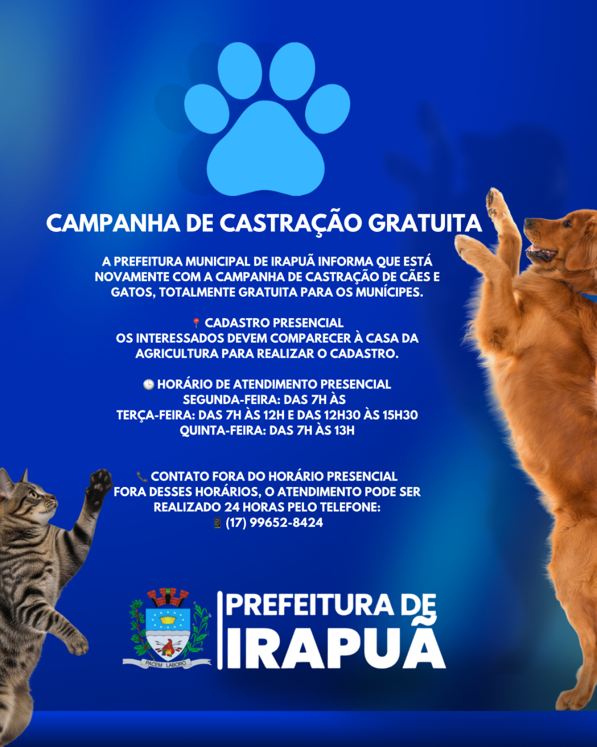 CAMPANHA DE CASTRAÇÃO GRATUITA 